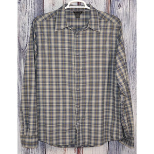 Marmot Men’s XL Long Sleeve Button Down Shirt Blue Plaid Nylon/Polyester